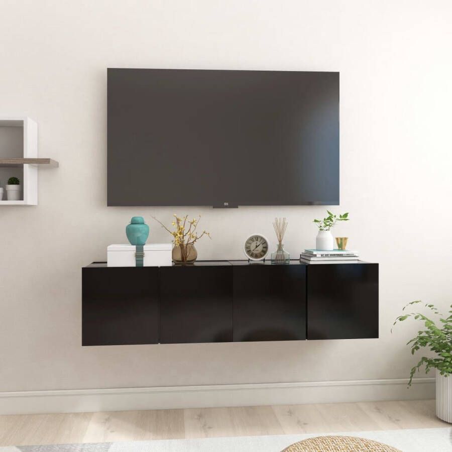 The Living Store TV-meubel Hangend Hifi-kastenset 60x30x30cm Zwart - Foto 2