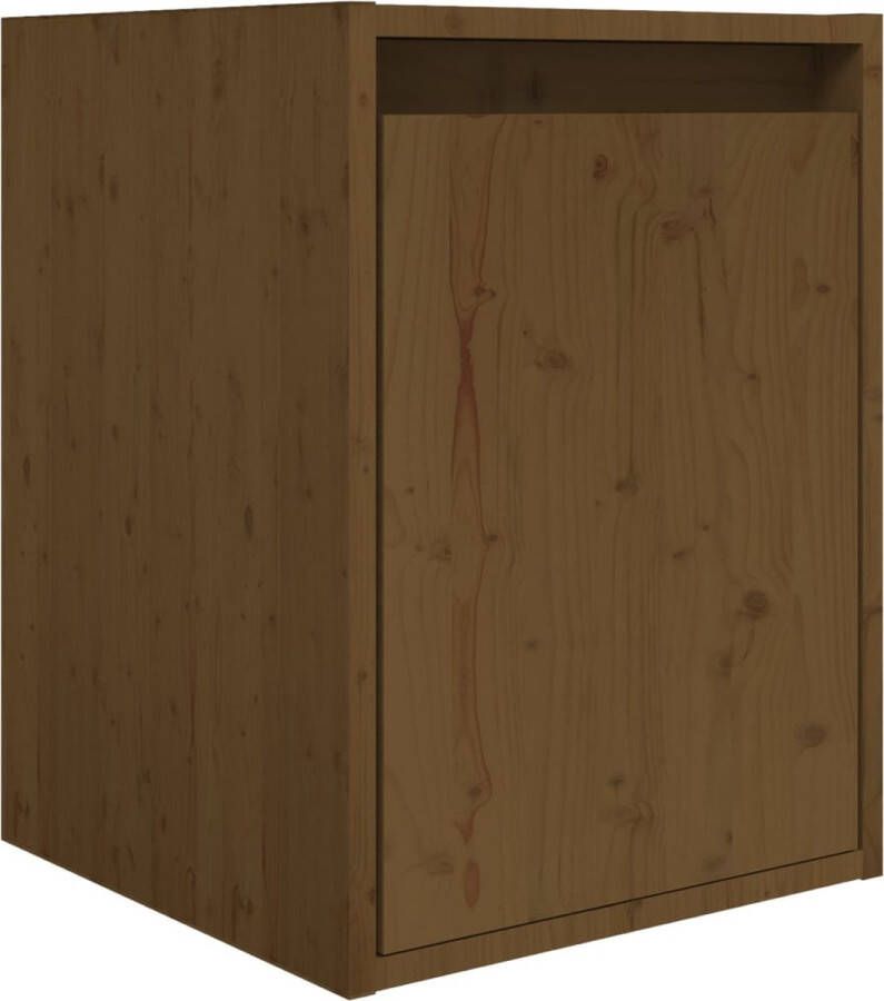 The Living Store TV-meubel Hangkast van massief grenenhout 30 x 30 x 40 cm 30 x 30 x 100 cm Honingbruin TV-meubel Houten TV-stand Grenoble Hout Salontafel Tv Kast - Foto 2