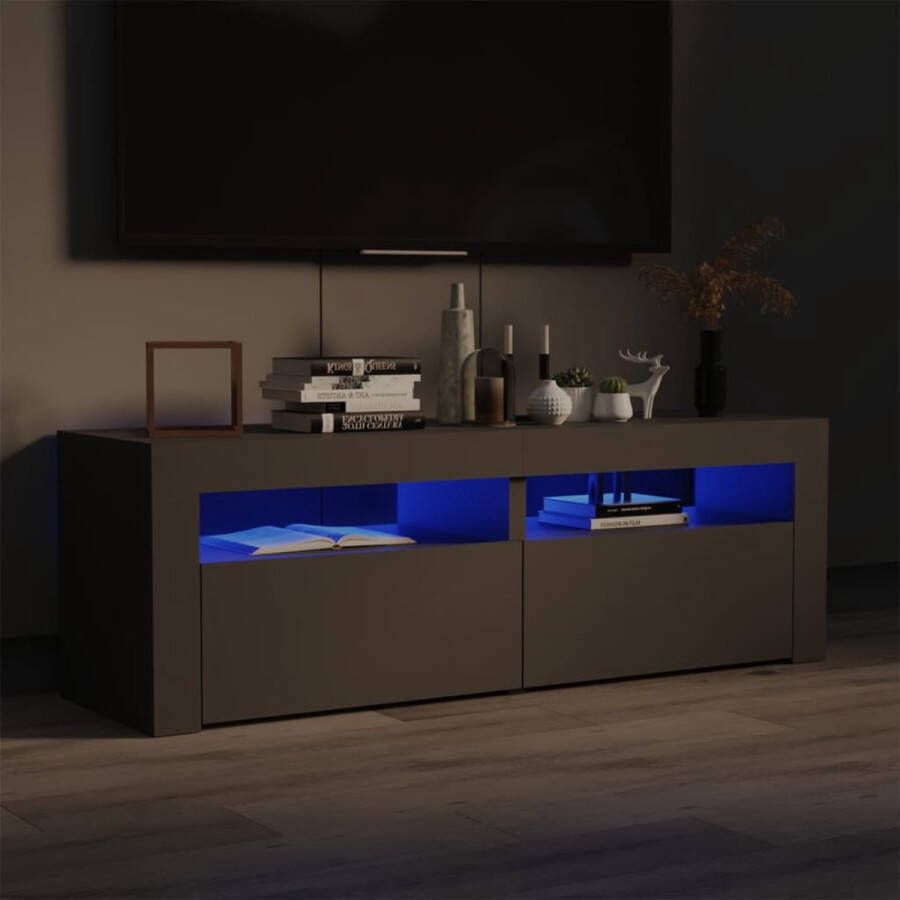 The Living Store TV-meubel hifi-kast 120 x 35 x 40 cm met RGB LED-verlichting grijs