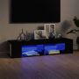 The Living Store TV-Meubel Hifi-Kast 135 x 39 x 30 cm LED Verlichting Hoogglans Zwart - Thumbnail 2