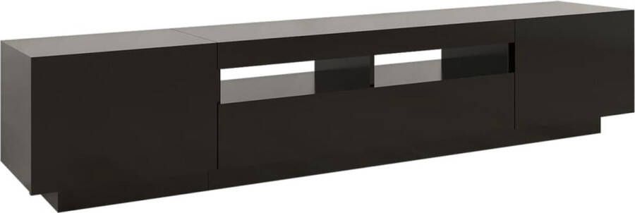 The Living Store TV-meubel hifi-kast 200x35x40cm LED-verlichting zwart USB-aansluiting - Foto 2
