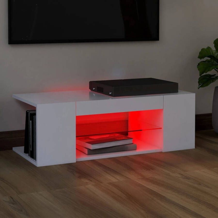 The Living Store TV-meubel Hifi-kast 90 x 39 x 30 cm LED-verlichting Trendy praktisch en duurzaam Houd al je media netjes geordend RGB LED-verlichting en modern design Eenvoudig schoon te maken USB-aansluiting niet inbegrepen - Foto 2