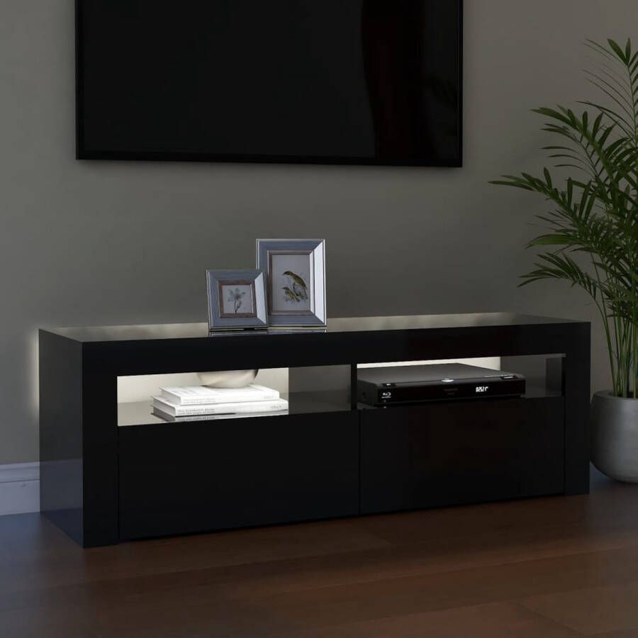 The Living Store TV-meubel Hifi met LED-verlichting 120 x 35 x 40 cm hoogglans zwart