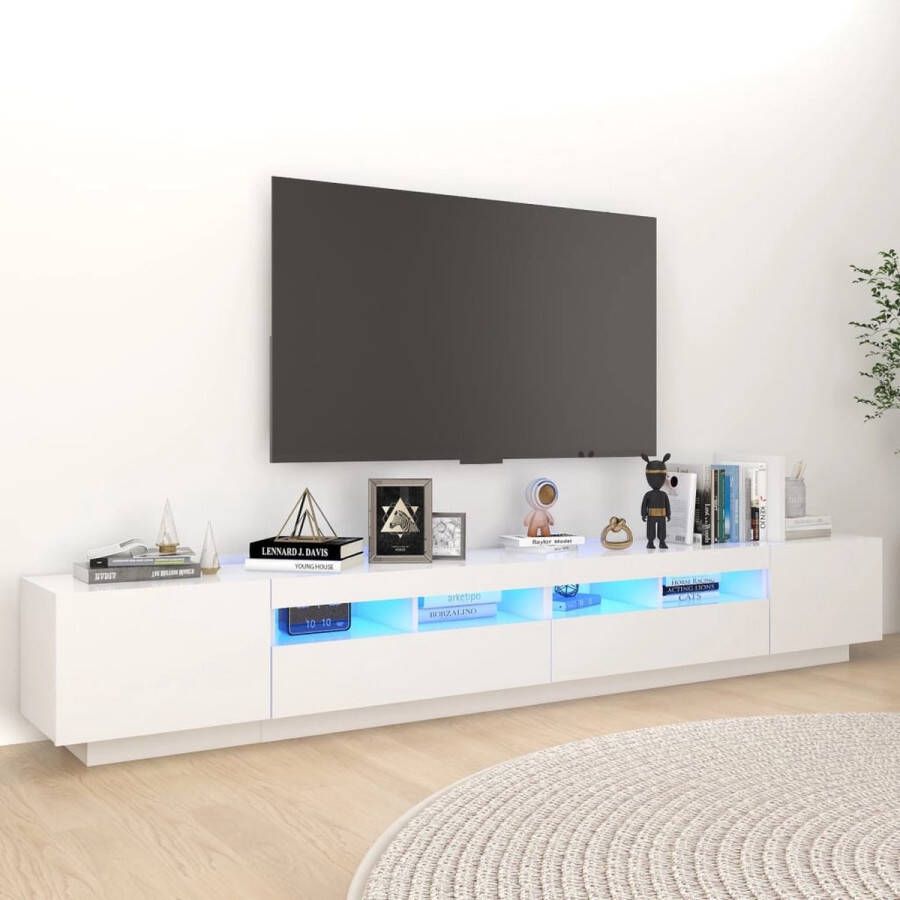 The Living Store Tv-meubel Hifi RGB LED-verlichting 260 x 35 x 40 cm wit - Foto 2