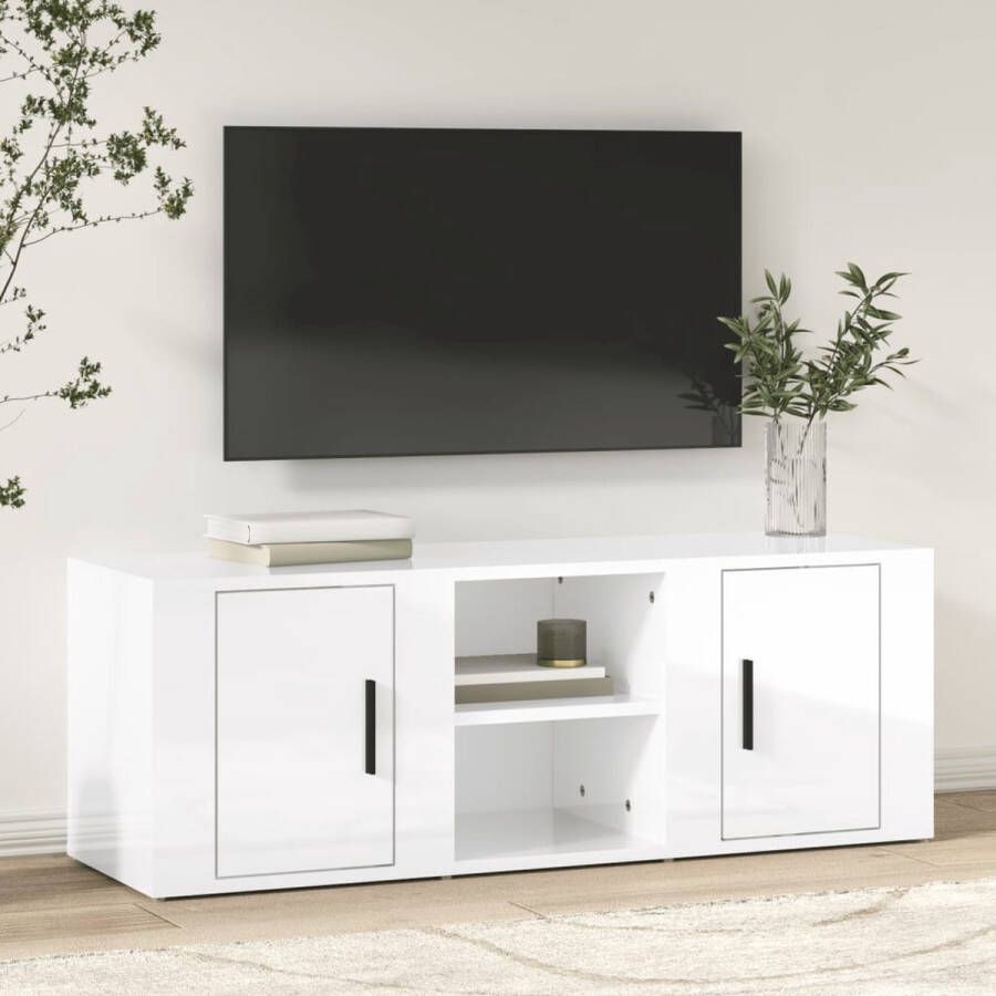 The Living Store TV-meubel Hoogglans wit 100 x 31.5 x 35 cm Stevig materiaal - Foto 2