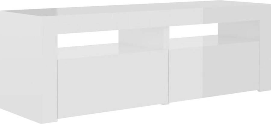 The Living Store TV-meubel hoogglans wit 120 x 35 x 40 cm met RGB LED-verlichting montage vereist - Foto 2