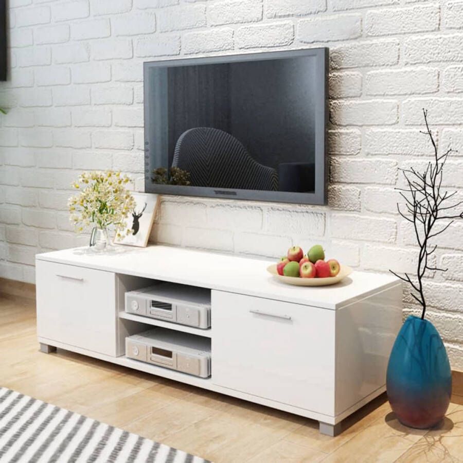 The Living Store TV-meubel Hoogglans wit 120 x 40.3 x 34.7 cm Bewerkt hout MDF - Foto 2