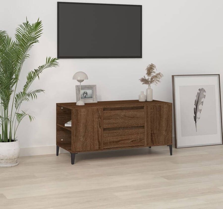 The Living Store TV-meubel Industrieel Bruineiken 102 x 44.5 x 50 cm - Foto 2