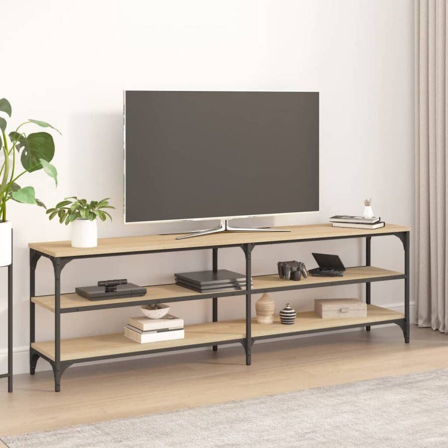 The Living Store TV-meubel Industrieel 160 x 30 x 50 cm Sonoma eiken Duurzaam hout en ijzer - Foto 2
