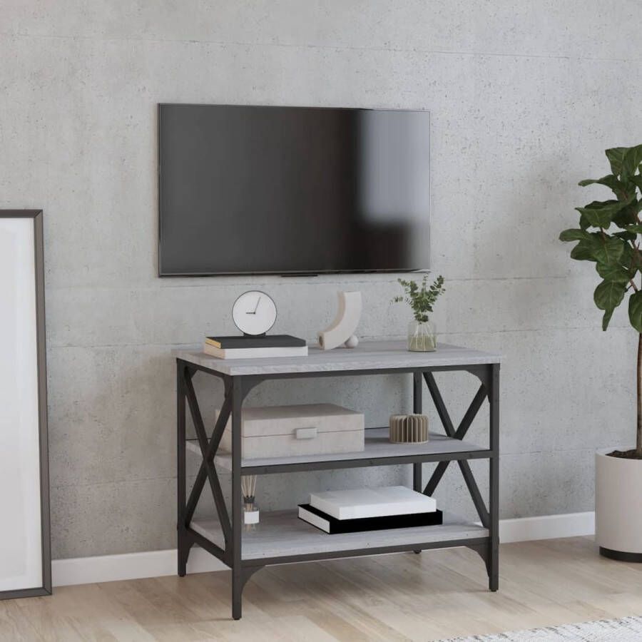 The Living Store TV-meubel Industrieel 60 x 40 x 50 cm Grijs Sonoma Eiken - Foto 2