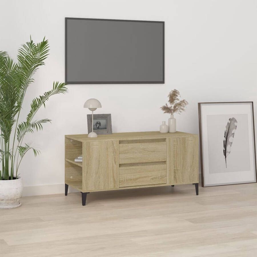 The Living Store Tv-meubel industrieel ontwerp 102 x 44.5 x 50 cm sonoma eiken - Foto 2