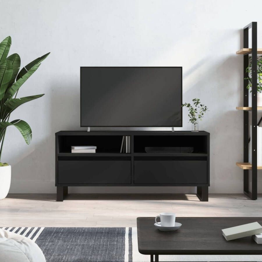 The Living Store TV-meubel Industrieel Zwart 100 x 34.5 x 44.5 cm Opbergruimte Stabiel - Foto 2