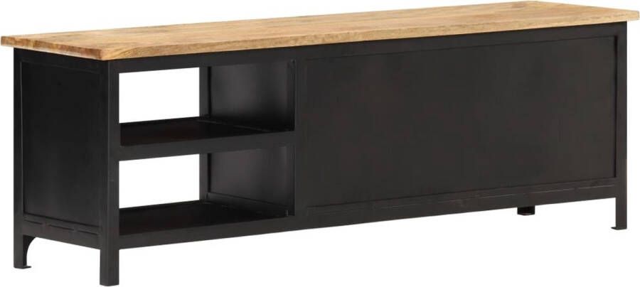 The Living Store TV-meubel Industriële Stijl 120 x 30 x 40 cm Handgemaakt Mangohout Staal - Foto 2