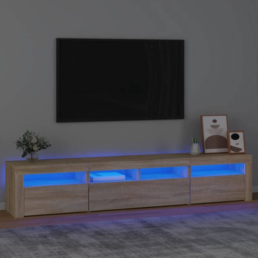 The Living Store TV-meubel Joy Hout 210x35x40 cm RGB LED-verlichting - Foto 2