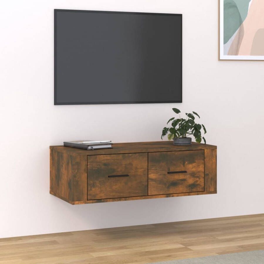 The Living Store TV-meubel Klassiek hangend 80 x 36 x 25 cm Gerookt eiken - Foto 2