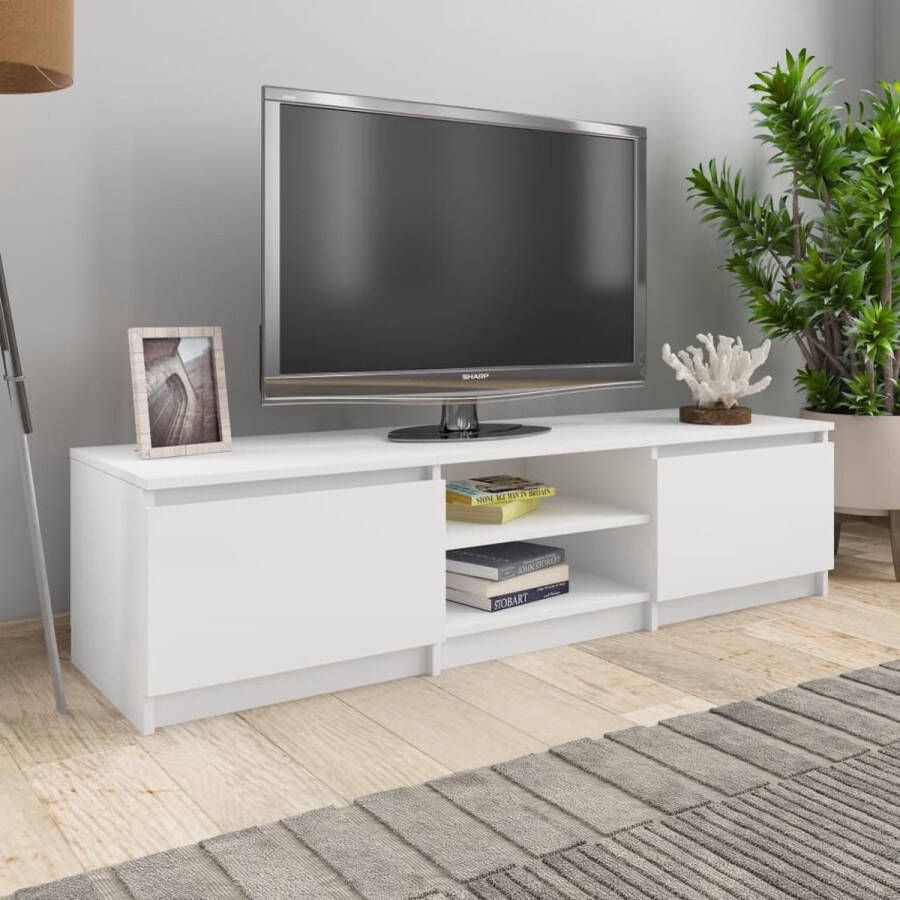 The Living Store tv-meubel klassieke stijl 140 x 40 x 35.5 cm wit hout - Foto 2