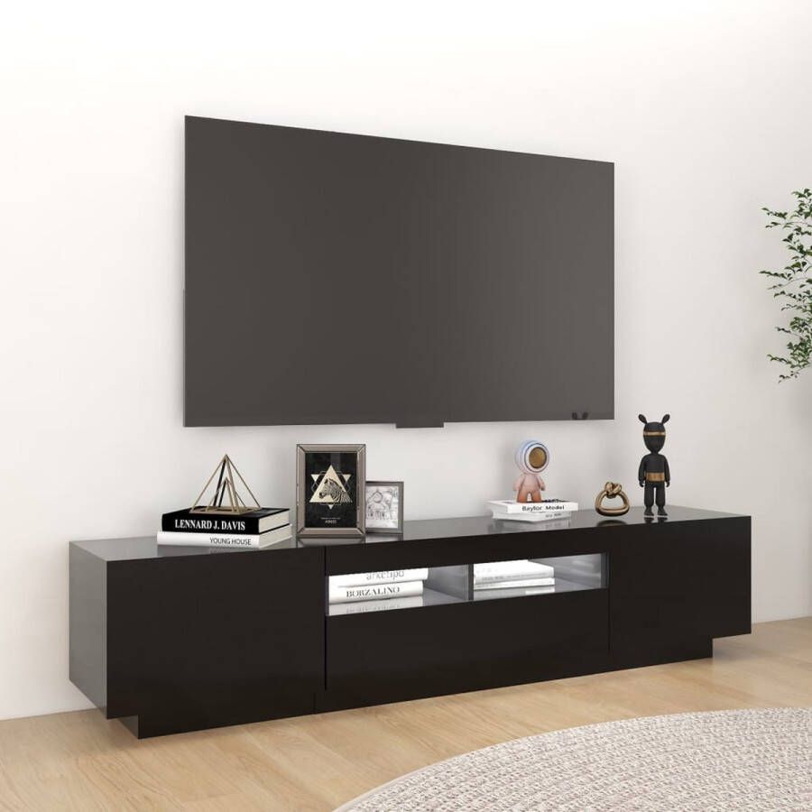 The Living Store TV-meubel Modern Hifi-kast 180 x 35 x 40 cm RGB LED-verlichting Zwart Bewerkt hout