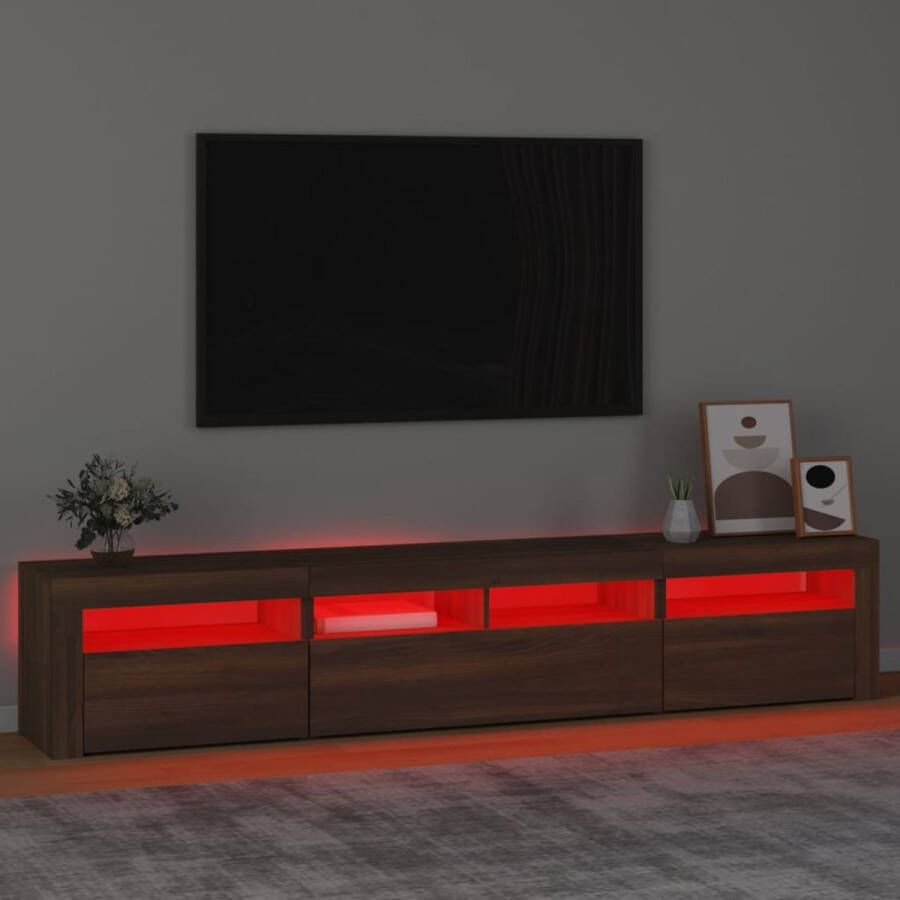 The Living Store Tv-meubel LED-verlichting 210 x 35 x 40 cm Bruineiken - Foto 2