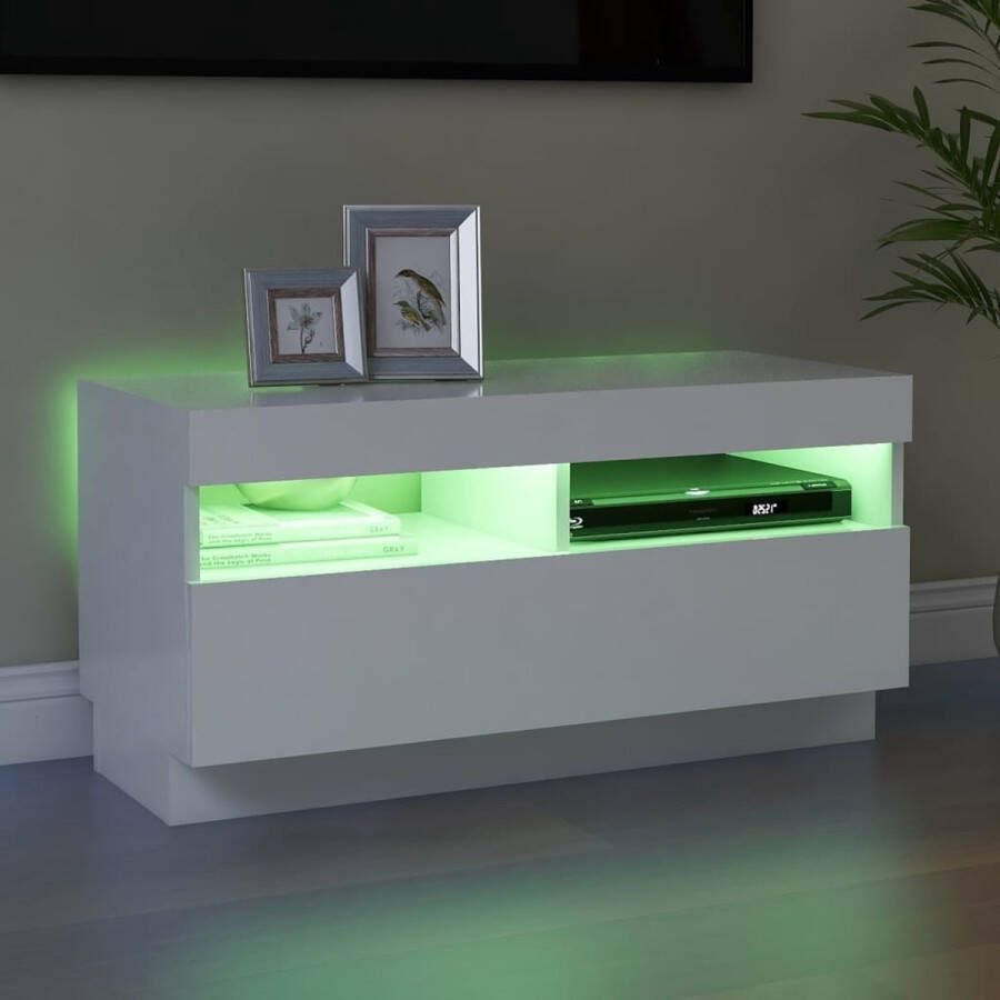 The Living Store TV-meubel LED-verlichting 80 x 35 x 40 cm wit hout duurzaam USB-aansluiting - Foto 2