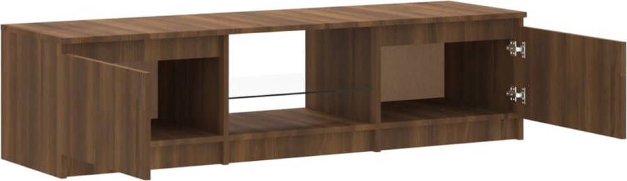 The Living Store TV-meubel LED-verlichting 140 x 40 x 35.5 cm Bruineiken hout Trendy design - Foto 3