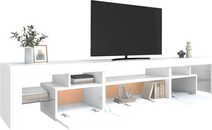 The Living Store TV-meubel Populair 215 x 36.5 x 40 cm RGB LED-verlichting wit bewerkt hout - Foto 3
