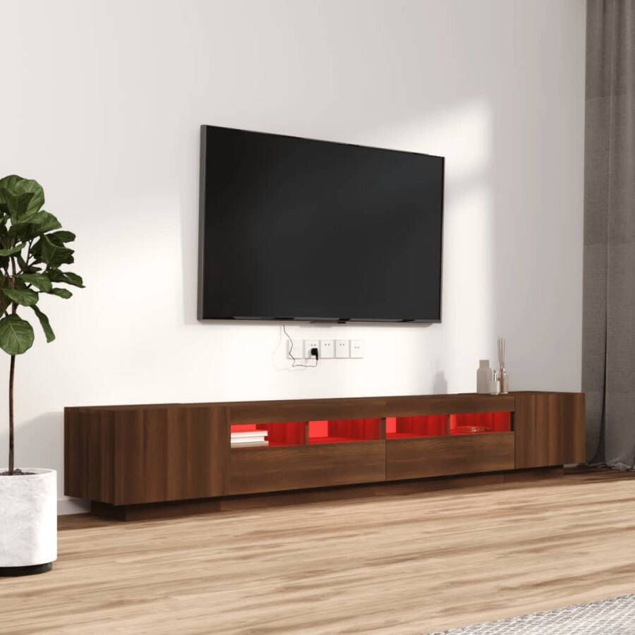 The Living Store TV-meubel LED-verlichting Bruineiken 100 80 x 35 x 40 cm (B x D x H) - Foto 1