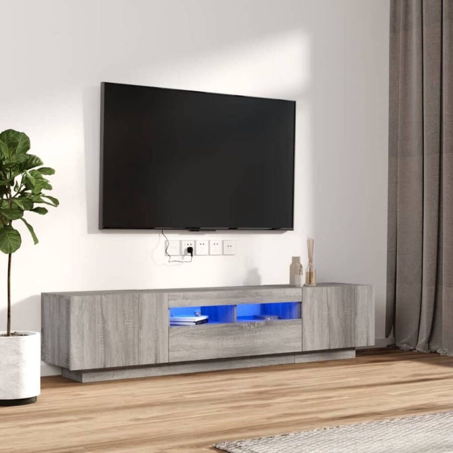 The Living Store TV-Meubel LED-verlichting grijs sonoma eiken 100 80 x 35 x 40 cm USB-aansluiting - Foto 2