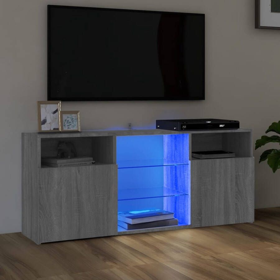 The Living Store TV-meubel LED-verlichting Grijs Sonoma Eiken 120x30x50cm - Foto 2