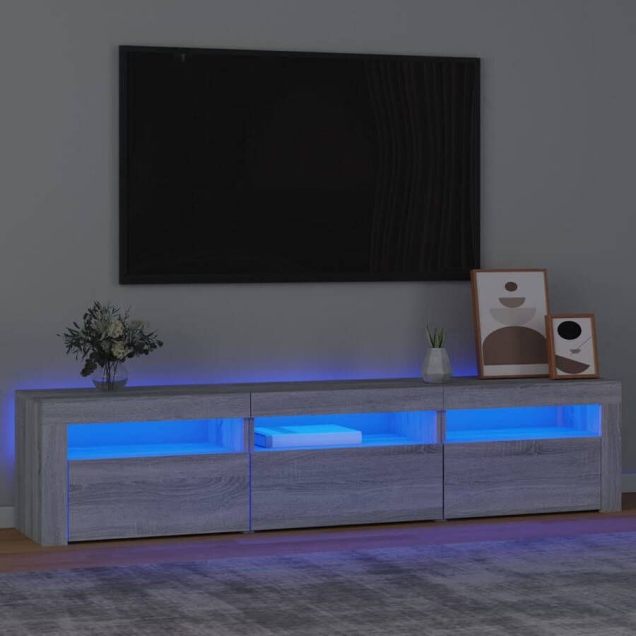 The Living Store Tv-meubel LED-verlichting Grijs sonoma eiken 180 x 35 x 40 cm - Foto 1
