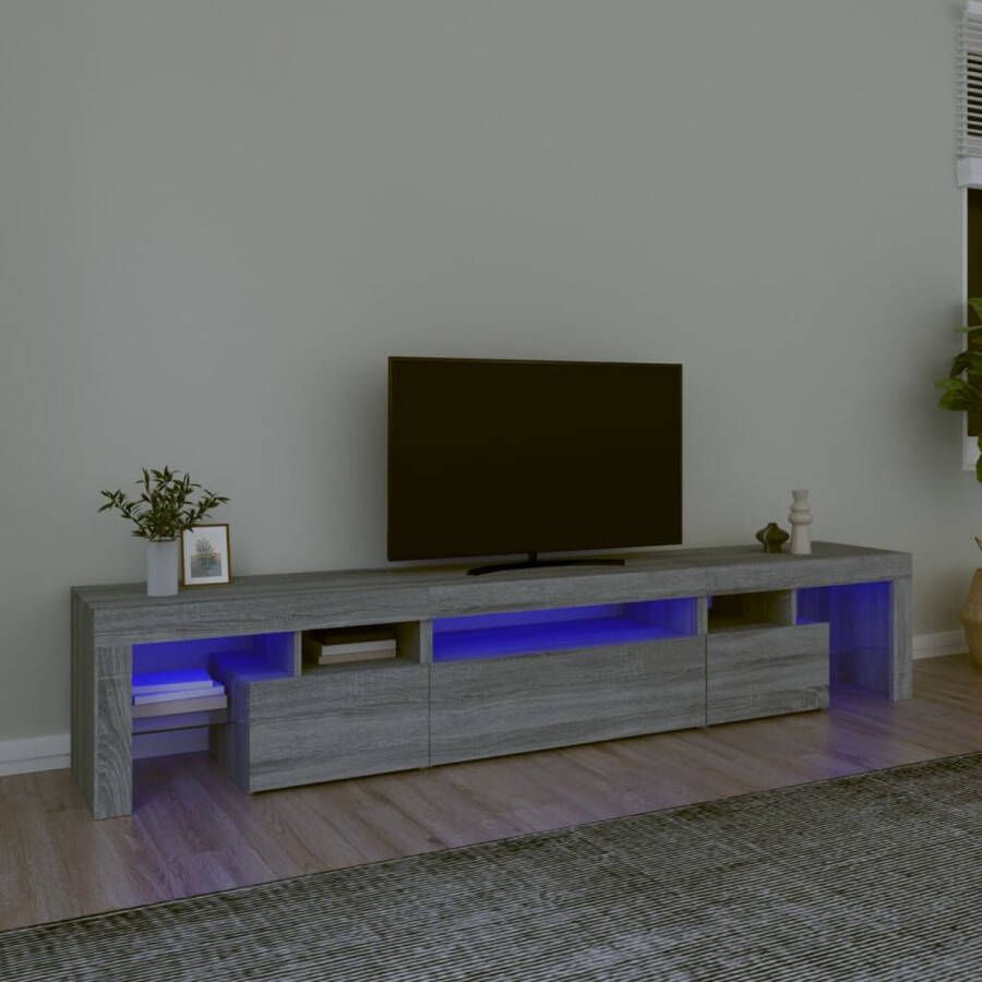 The Living Store TV-meubel LED-verlichting Grijs Sonoma Eiken 215 x 36.5 x 40 cm (L x B x H) Bewerkt hout - Foto 2