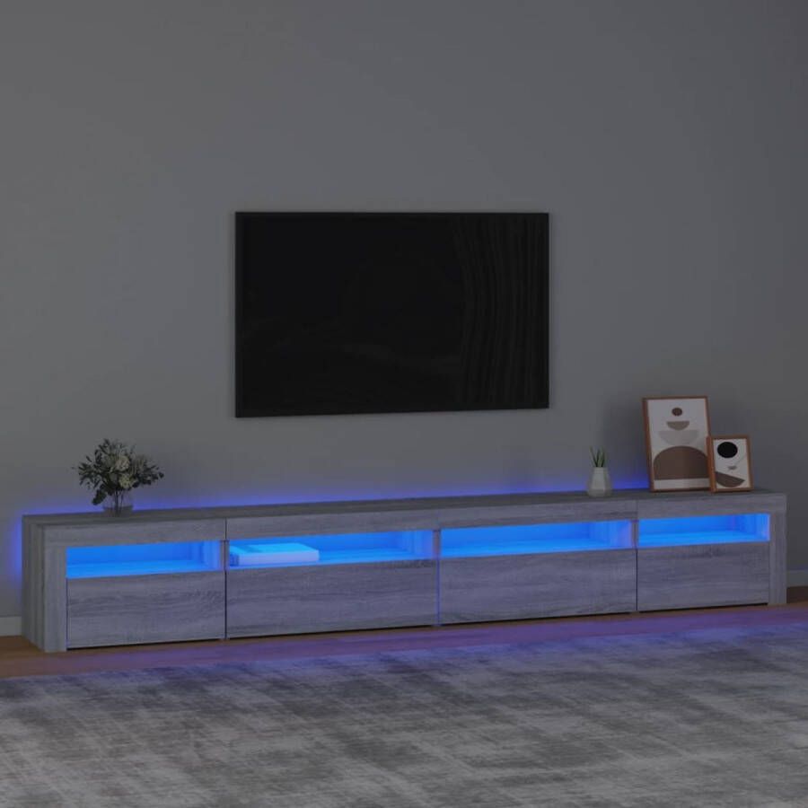 The Living Store TV-meubel LED-verlichting Grijs sonoma eiken Afmetingen- 270 x 35 x 40 cm Materiaal- Bewerkt hout