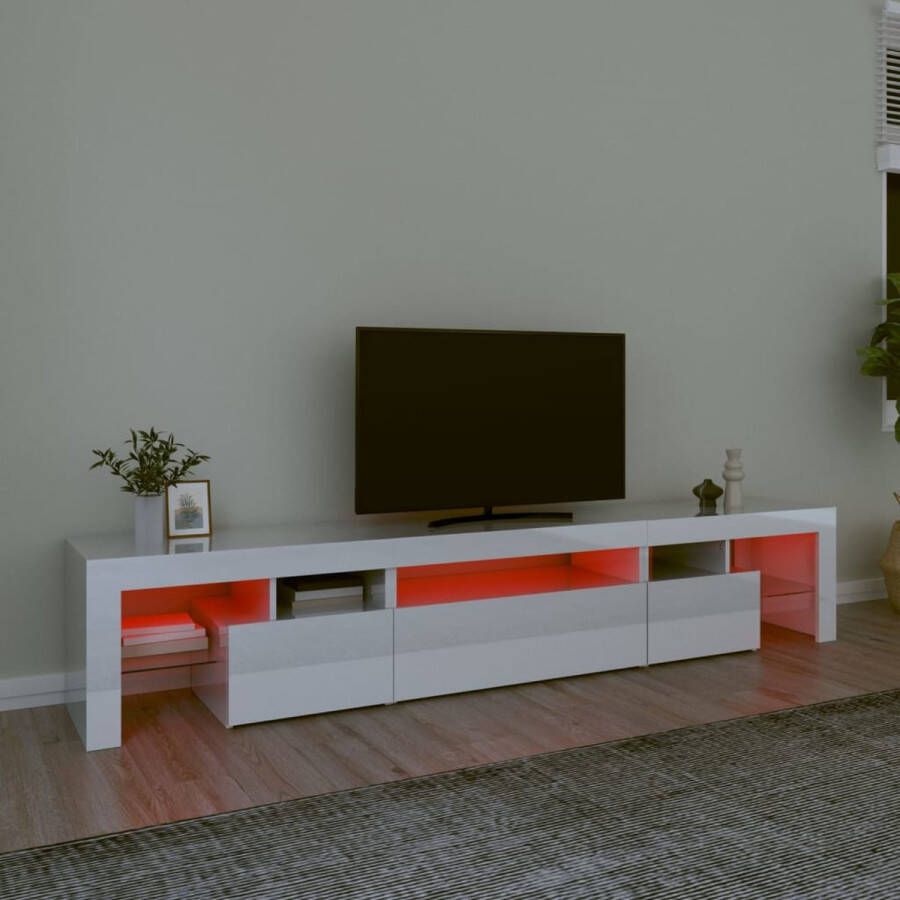 The Living Store Tv-Meubel Middelgroot Hoogglans Wit 215x36.5x40cm Met RGB LED-verlichting - Foto 2