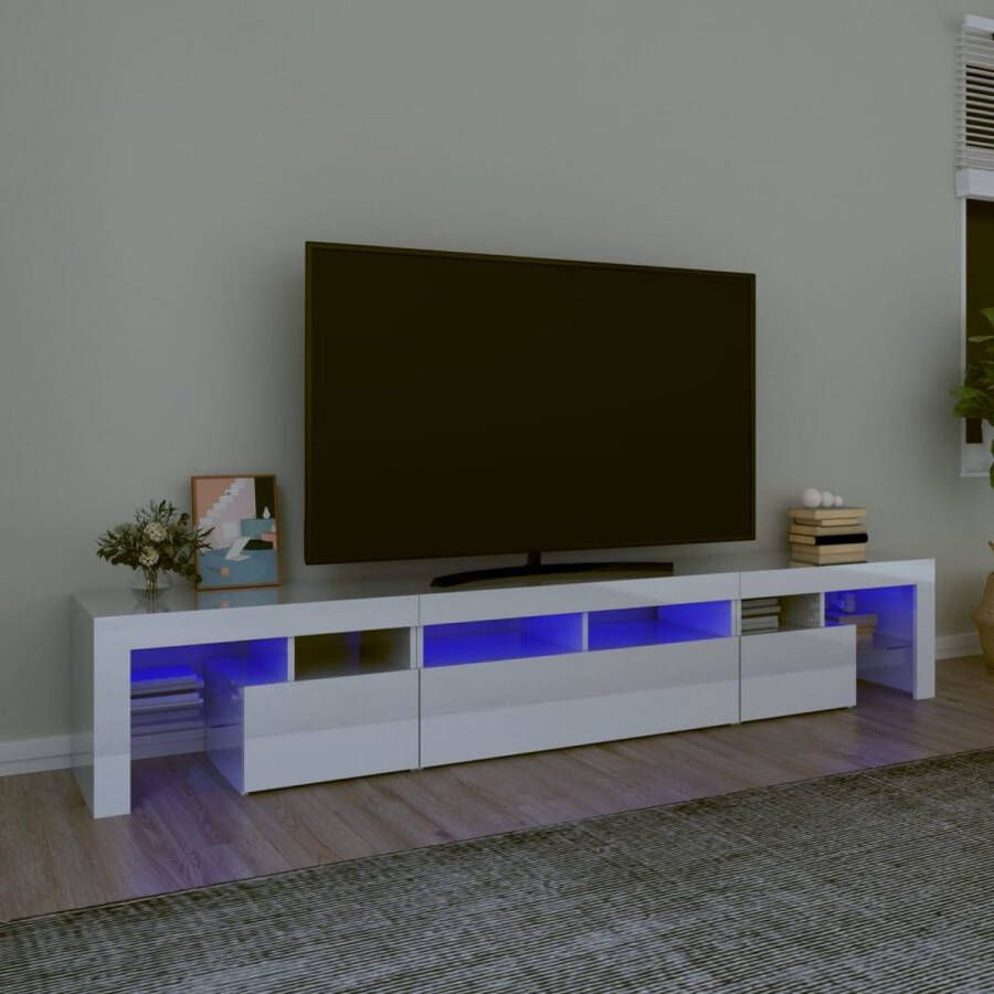 The Living Store TV-meubel LED-verlichting Hoogglans wit 230 x 36.5 x 40 cm Bewerkt hout