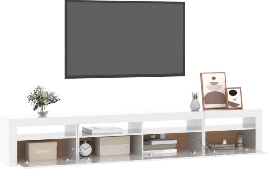 The Living Store TV-meubel LED-verlichting Hoogglans wit 240 x 35 x 40 cm Bewerkt hout - Foto 2
