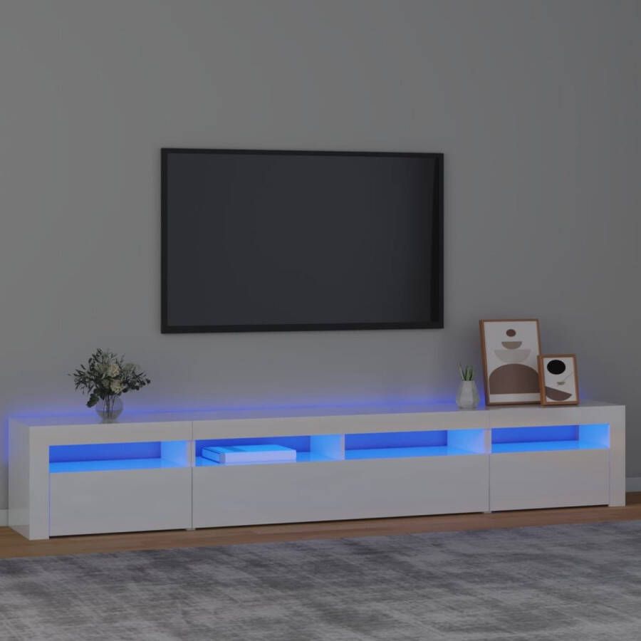 The Living Store TV-meubel LED-verlichting Hoogglans wit 240 x 35 x 40 cm Bewerkt hout - Foto 1