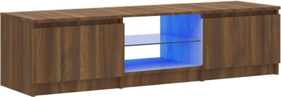 The Living Store TV-meubel LED-verlichting 140 x 40 x 35.5 cm Bruineiken hout Trendy design - Foto 2