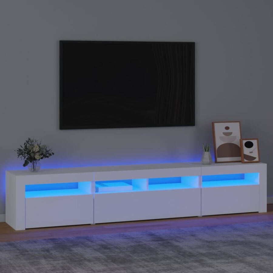The Living Store TV-meubel LED-verlichting Praktisch bewerkt hout RGB-LED Voldoende opbergruimte Wit - Foto 3
