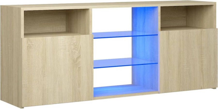 The Living Store tv meubel LED-verlichting sonoma eiken 120 x 30 x 50 cm duurzaam en trendy - Foto 2