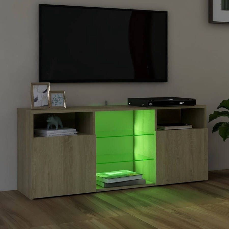 The Living Store tv meubel LED-verlichting sonoma eiken 120 x 30 x 50 cm duurzaam en trendy - Foto 1