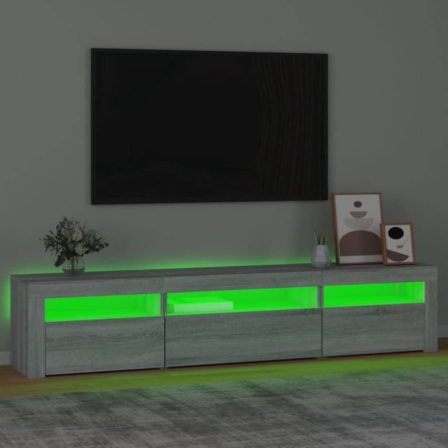 The Living Store TV-meubel LED-verlichting TV-meubel Afmetingen- 195 x 35 x 40 cm Kleur- grijs sonoma eiken Materiaal- bewerkt hout - Foto 2