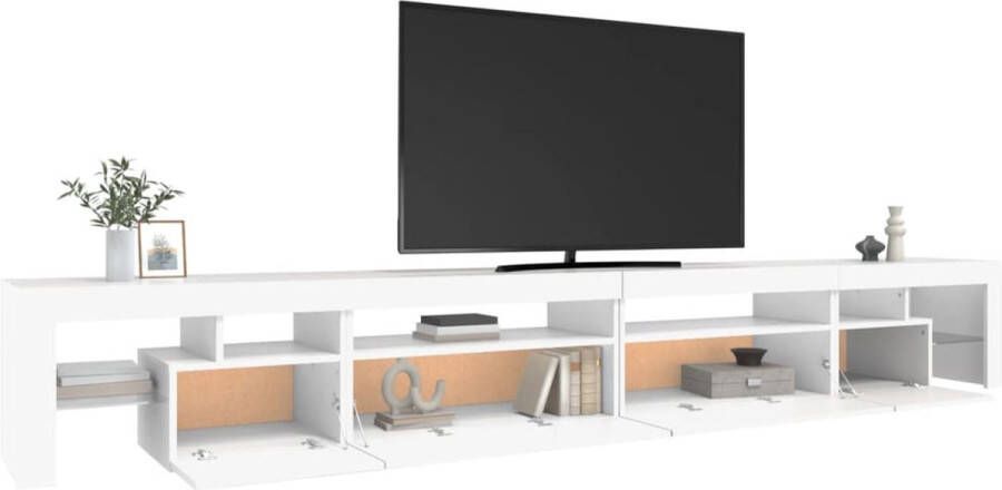 The Living Store Tv-meubel LED-verlichting Wit 290 x 36.5 x 40 cm Bewerkt hout