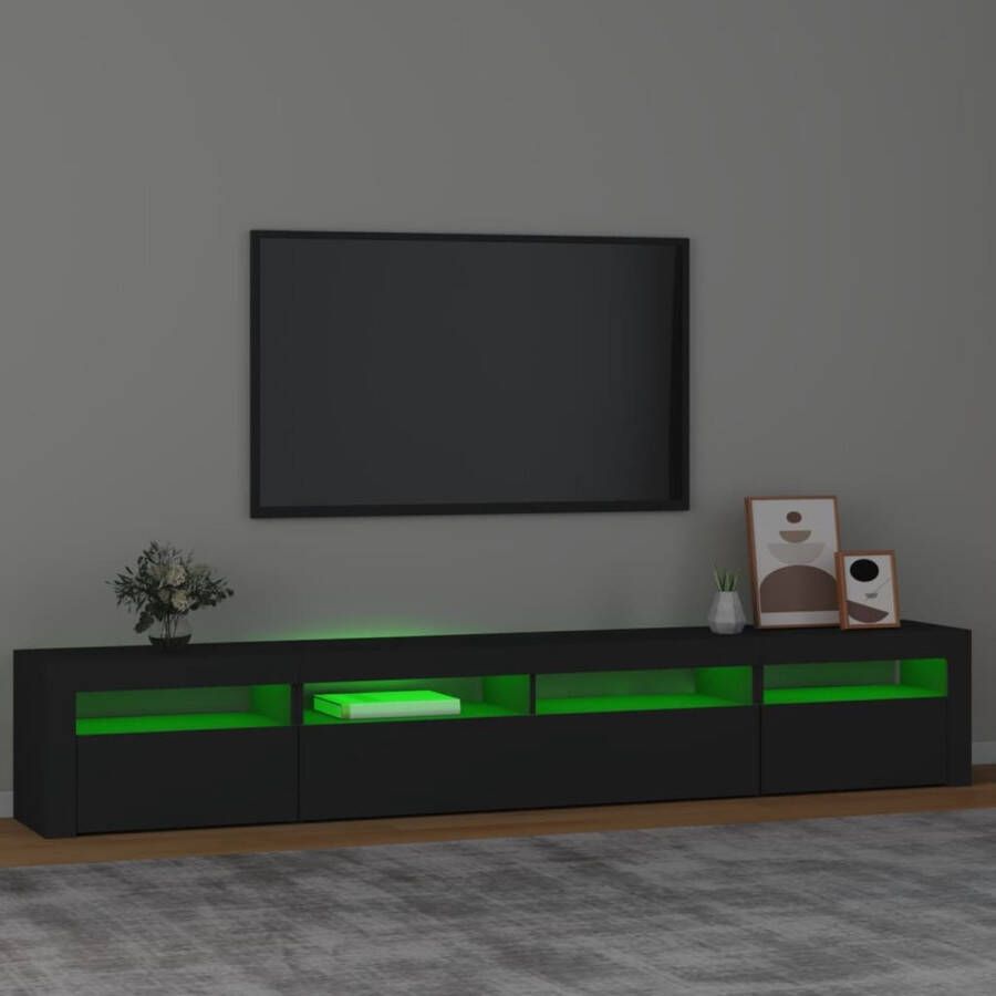 The Living Store TV-meubel LED-verlichting Wit bewerkt hout 240 x 35 x 40 cm Opbergruimte - Foto 2