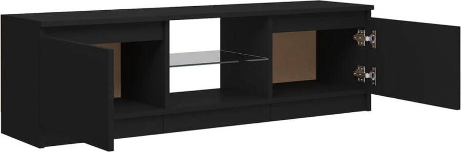 The Living Store TV-meubel LED-verlichting zwart 120 x 30 x 35.5 cm bewerkt hout en gehard glas - Foto 3