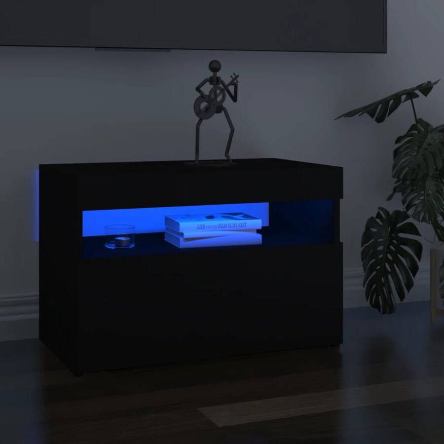 The Living Store TV-meubel Hifi-kast Zwart 60 x 35 x 40 cm Met RGB LED-verlichting - Foto 2