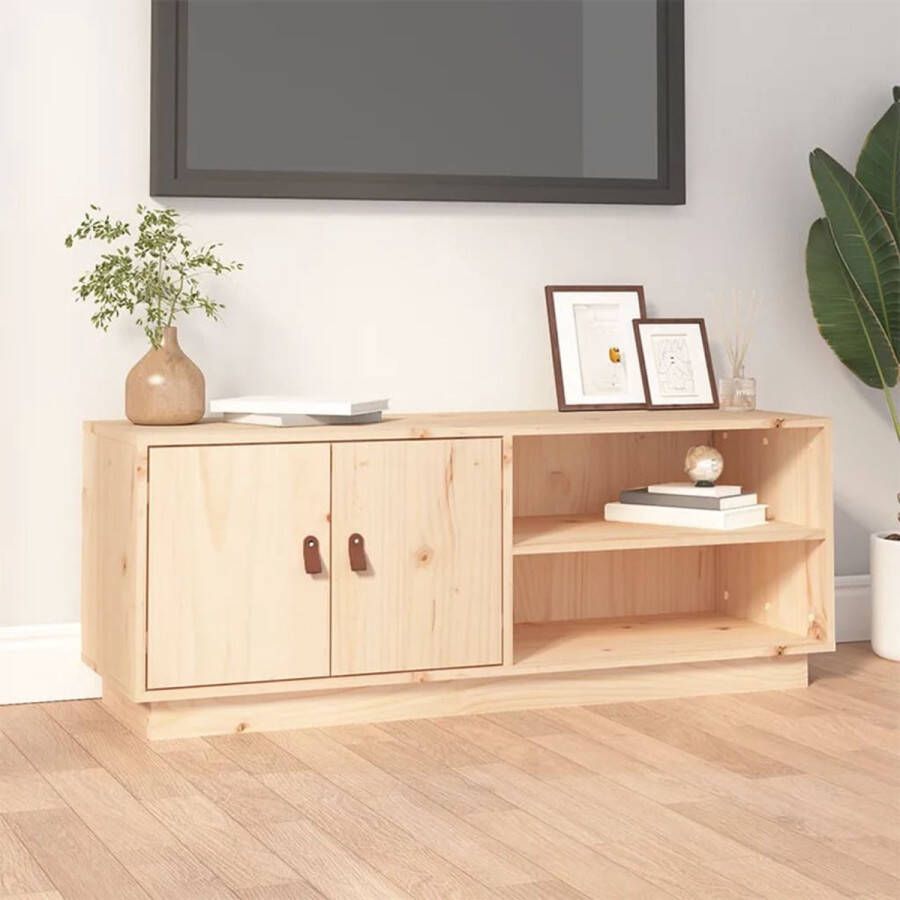 The Living Store Tv-meubel Massief Grenenhout 105 x 34 x 40 cm Trendy en praktisch - Foto 2