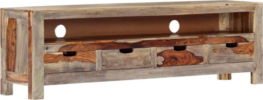 The Living Store TV-meubel Massief hout 130 x 30 x 40 cm Rustieke charme 4 lades 1 groot vak - Foto 2