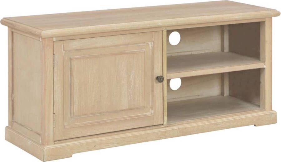 The Living Store TV-meubel MDF en massief paulowniahout 90 x 30 x 40 cm Met 1 deur en 2 open vakken - Foto 2