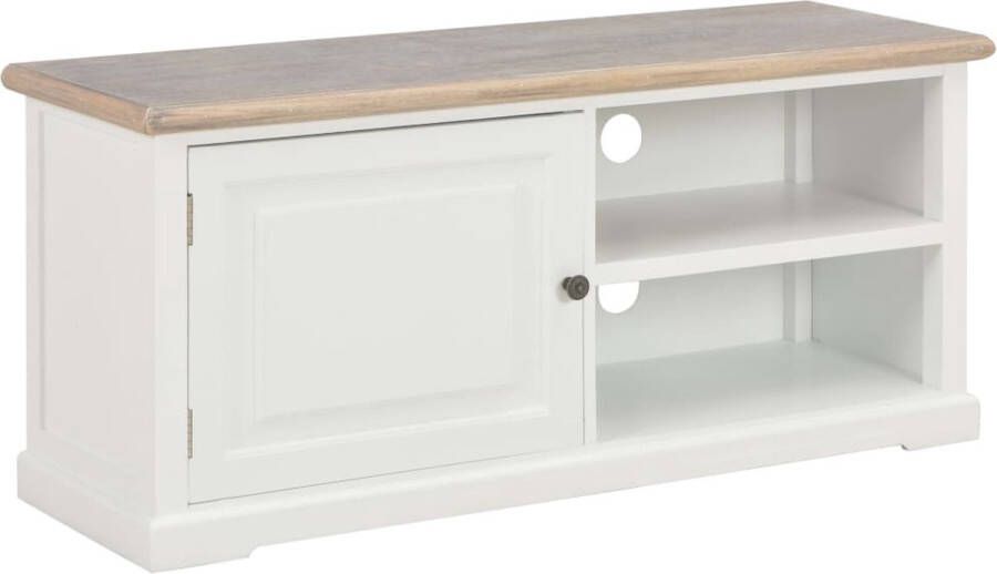 The Living Store TV-meubel Hifi-kast Afmetingen- 90 x 30 x 40 cm Kleur- wit en houtkleur Materiaal- massief - Foto 3