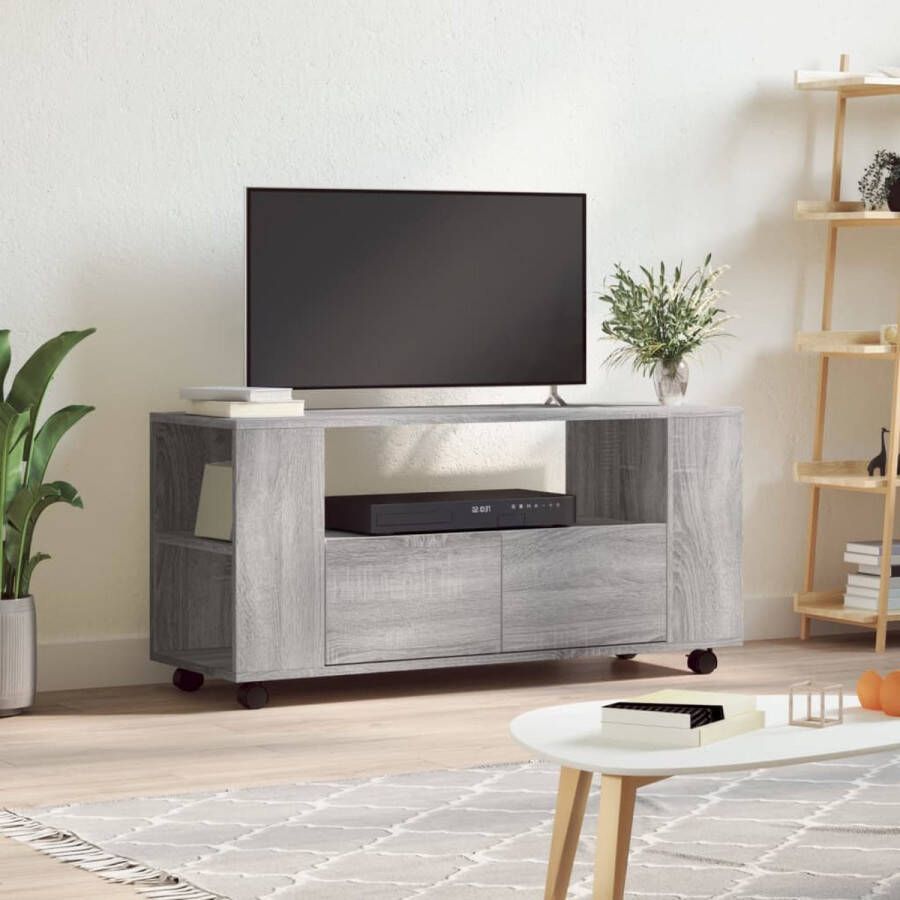 The Living Store TV-meubel media-kast 102 x 34.5 x 43 cm grijs sonoma eiken - Foto 2