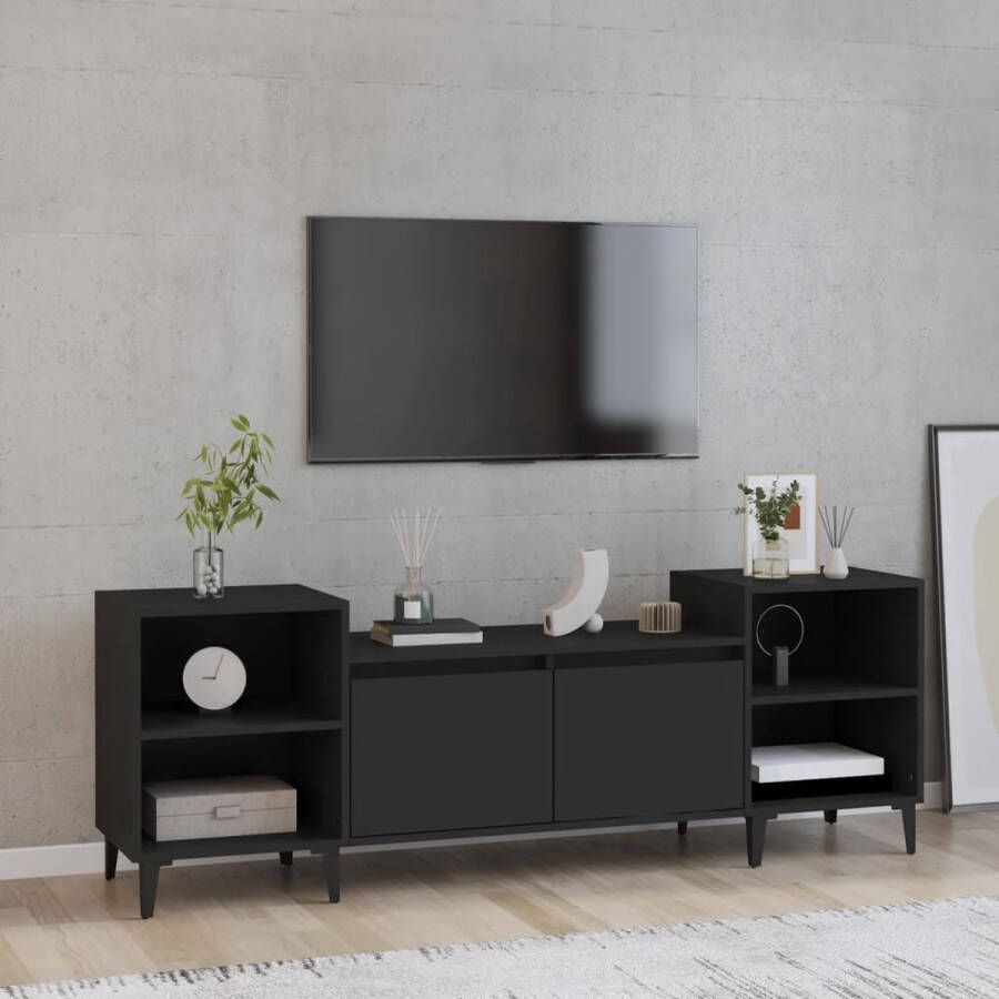 The Living Store TV-meubel Mediakast Zwart 160 x 35 x 55 cm Stijlvol design - Foto 2